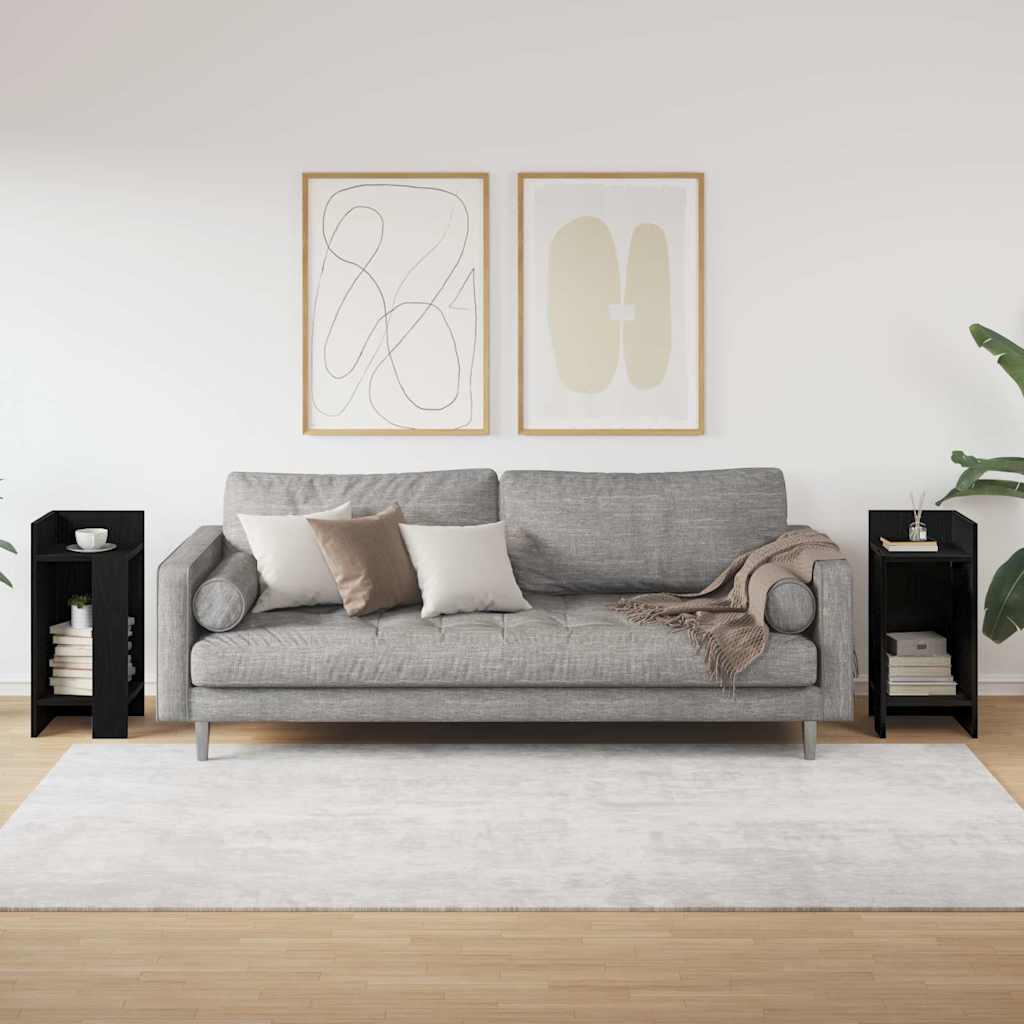 Tavolini Laterali 2pz con Ripiano Nero 25,5x27x60 cm | homemem39