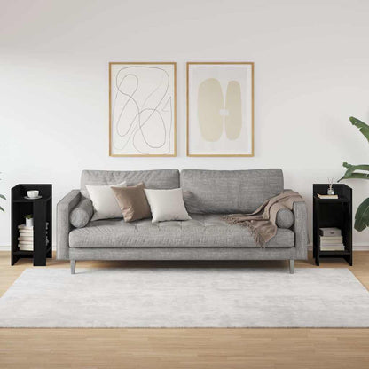 Tavolini Laterali 2pz con Ripiano Nero 25,5x27x60 cm | homemem39
