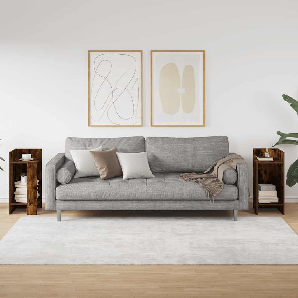 Tavolini Laterali 2 pz con Ripiano Rovere Fumo 25,5x27x60 cm