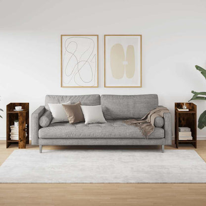 Tavolini Laterali 2 pz con Ripiano Rovere Fumo 25,5x27x60 cm