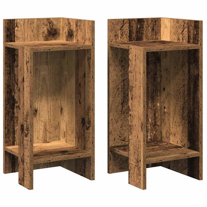 Tavolini Laterali 2 pz con Ripiano Legno Antico 25,5x27x60 cm