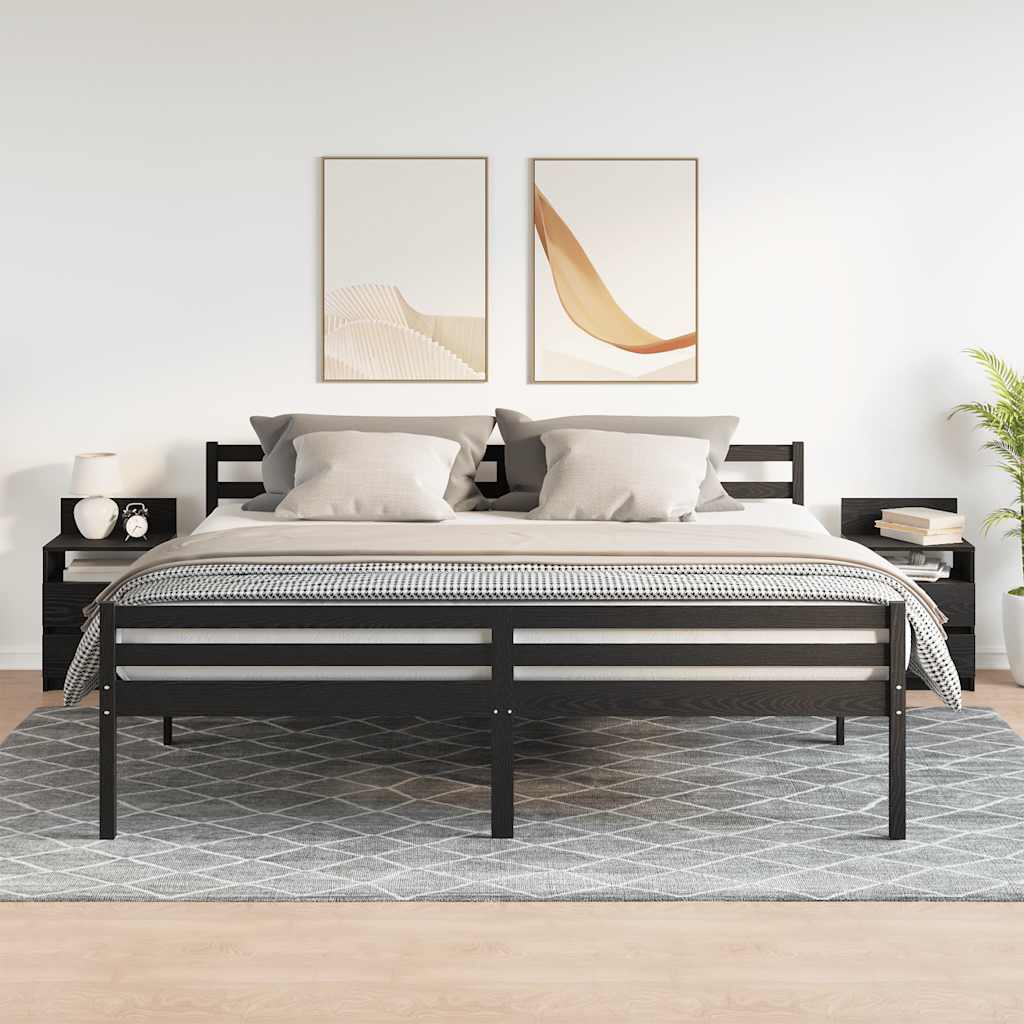 Comodini 2 pz con 2 Cassetti Neri 40x33x60 cm - homemem39