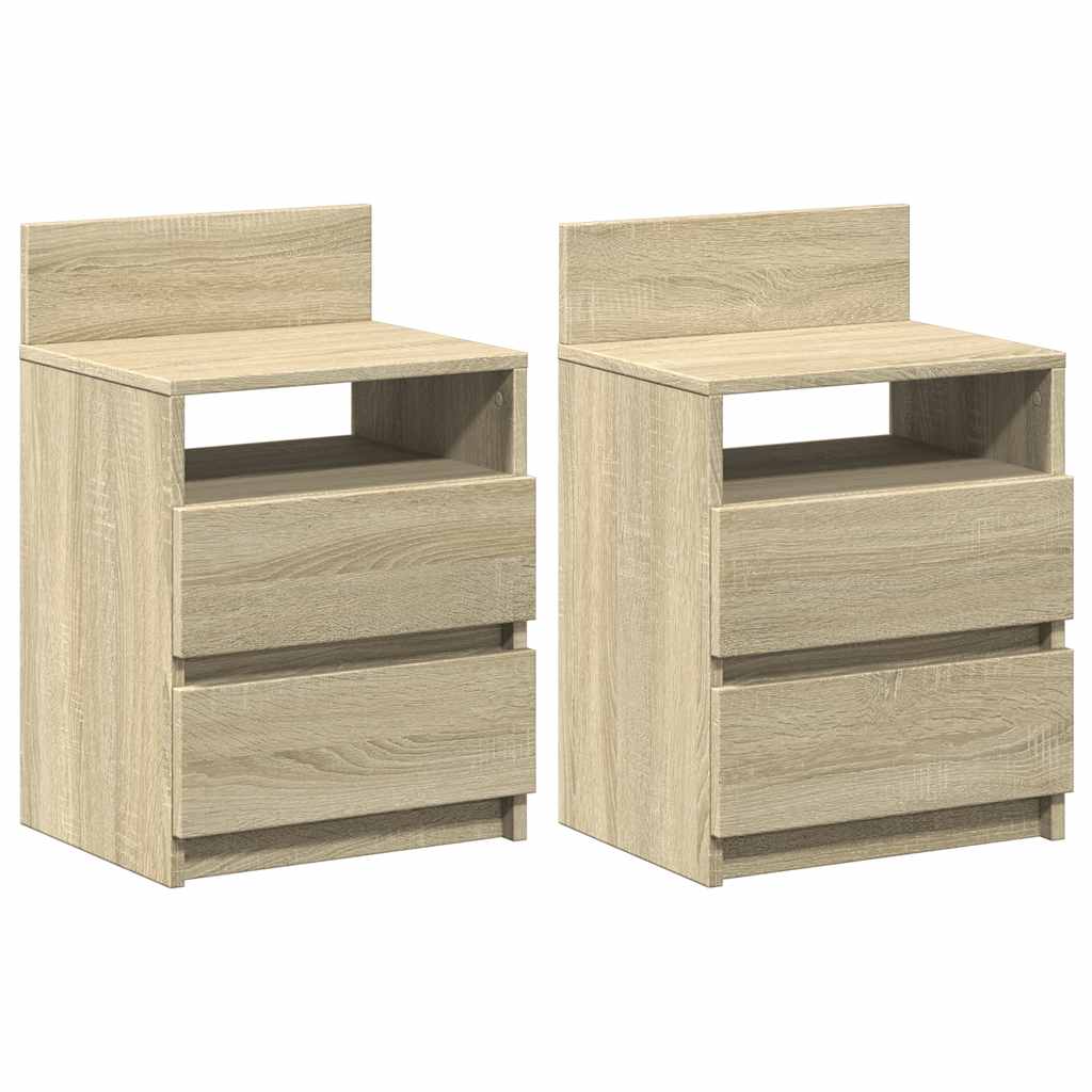Comodini 2 pz con 2 Cassetti Rovere Sonoma 40x33x60 cm - homemem39
