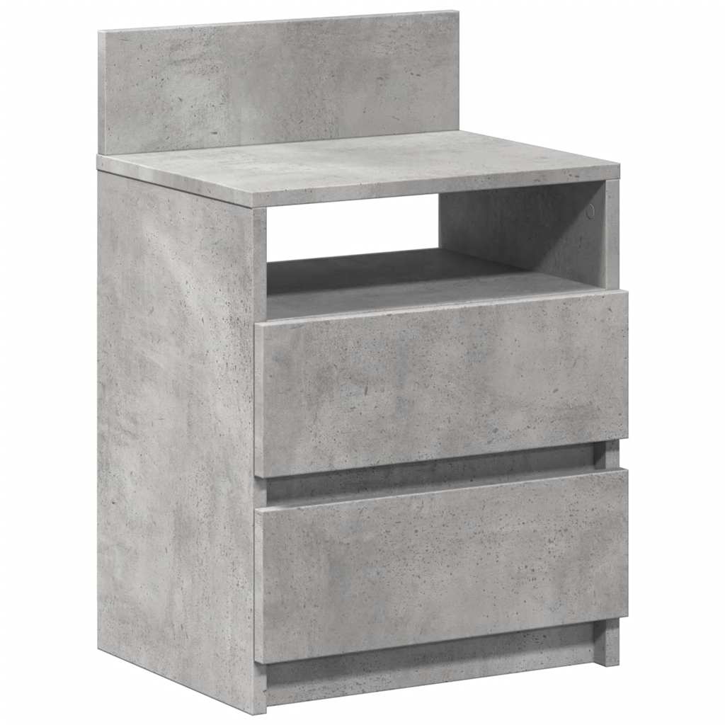 Comodino con 2 Cassetti Grigio Cemento 40x33x60 cm - homemem39