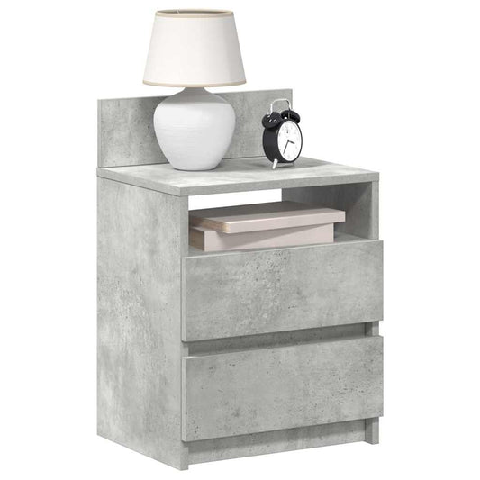 Comodino con 2 Cassetti Grigio Cemento 40x33x60 cm - homemem39