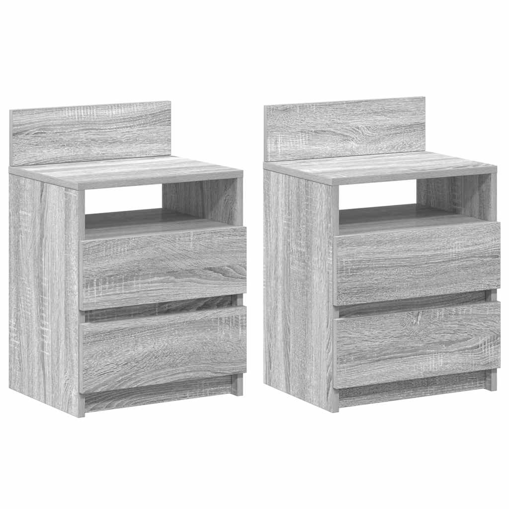 Comodini 2 pz con 2 Cassetti Grigio Sonoma 40x33x60 cm - homemem39