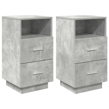 Comodini 2 pz con 2 Cassetti Grigio Cemento 36x36x68 cm - homemem39