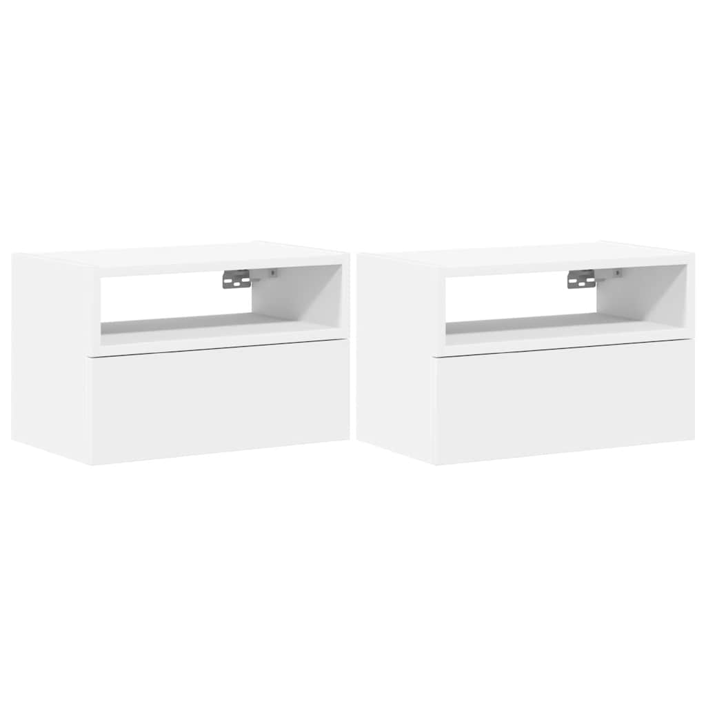Comodini a Muro 2 pz Bianchi 45x26x28,5 cm