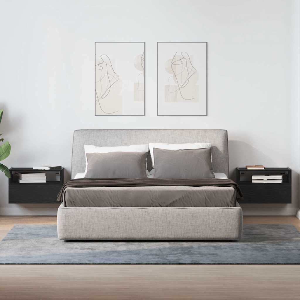 Comodini a Muro 2 pz Nero 45x26x28,5 cm - homemem39