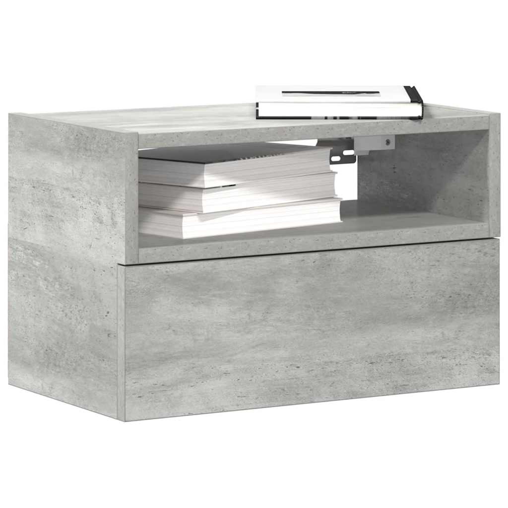 Comodini a Muro 2 pz Grigio Cemento 45x26x28,5 cm | homemem39