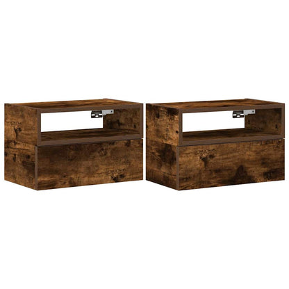 Comodini a Muro 2 pz Rovere Fumo 45x26x28,5 cm | homemem39