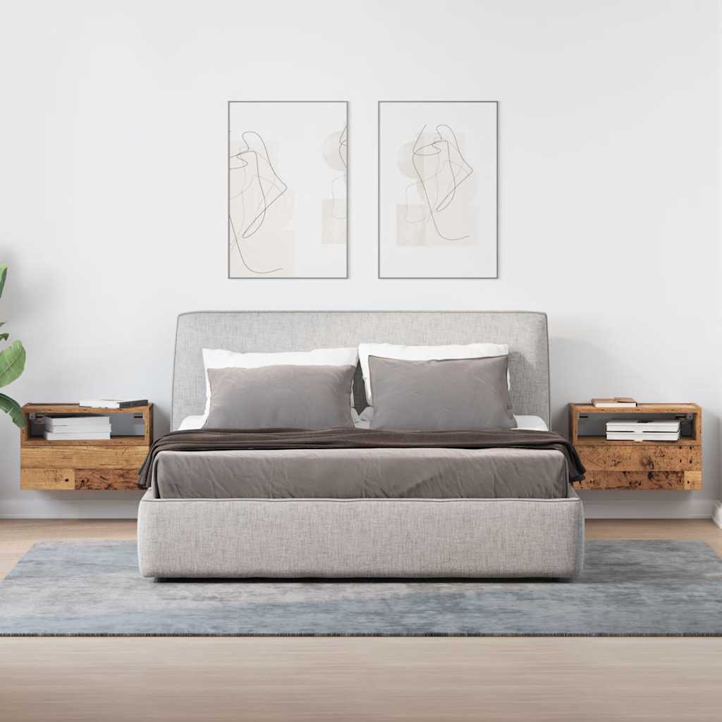Comodini a Muro 2 pz Legno Antico 45x26x28,5 cm