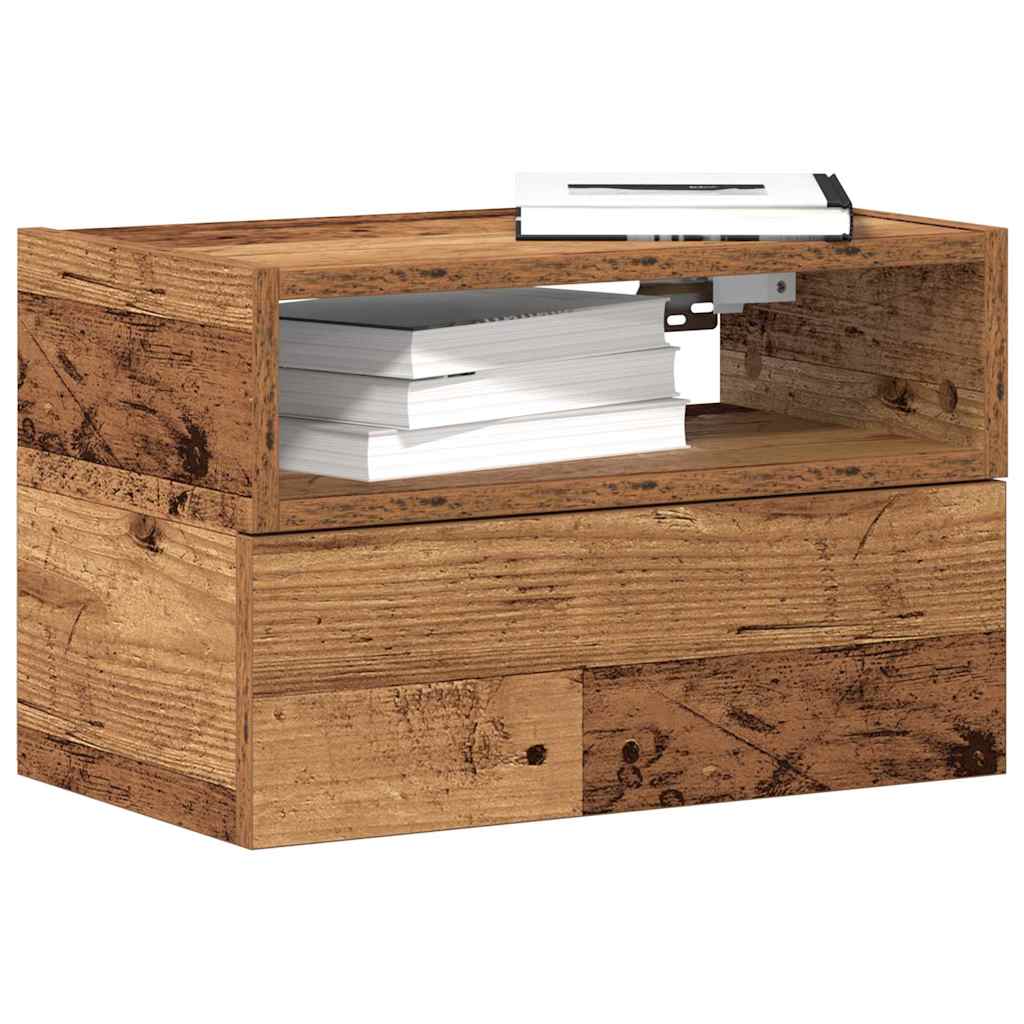 Comodini a Muro 2 pz Legno Antico 45x26x28,5 cm