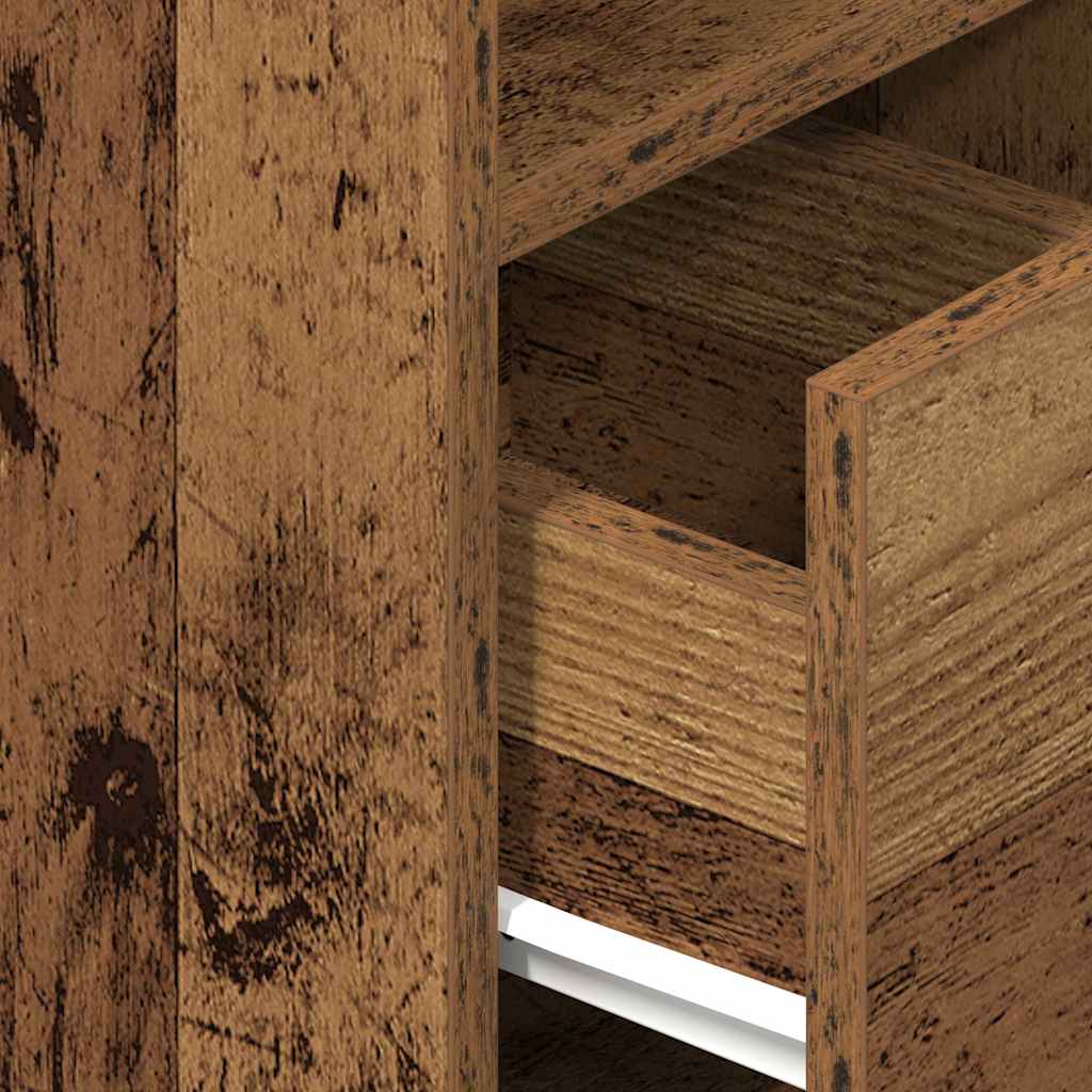 Comodino con Cassetto Legno Antico 25x31x66 cm - homemem39