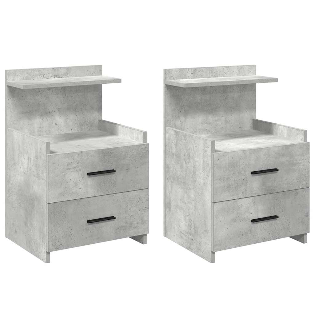 Comodini 2 pz con 2 cassetti Grigio Cemento 40x36,5x62 cm - homemem39