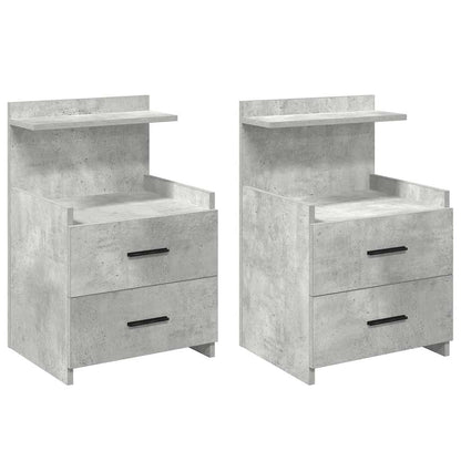 Comodini 2 pz con 2 cassetti Grigio Cemento 40x36,5x62 cm - homemem39