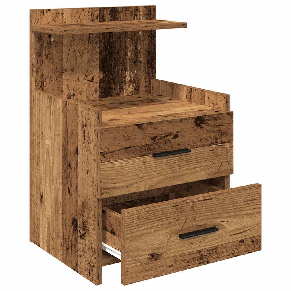 Comodini 2 pz con 2 cassetti in legno vecchio 40x36,5x62 cm - homemem39