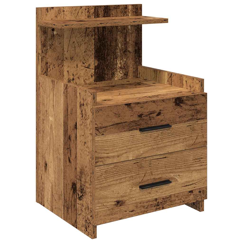 Comodini 2 pz con 2 cassetti in legno vecchio 40x36,5x62 cm - homemem39