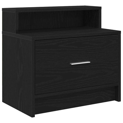 Comodino con Cassetto Rovere Nero 51x31x47 cm - homemem39