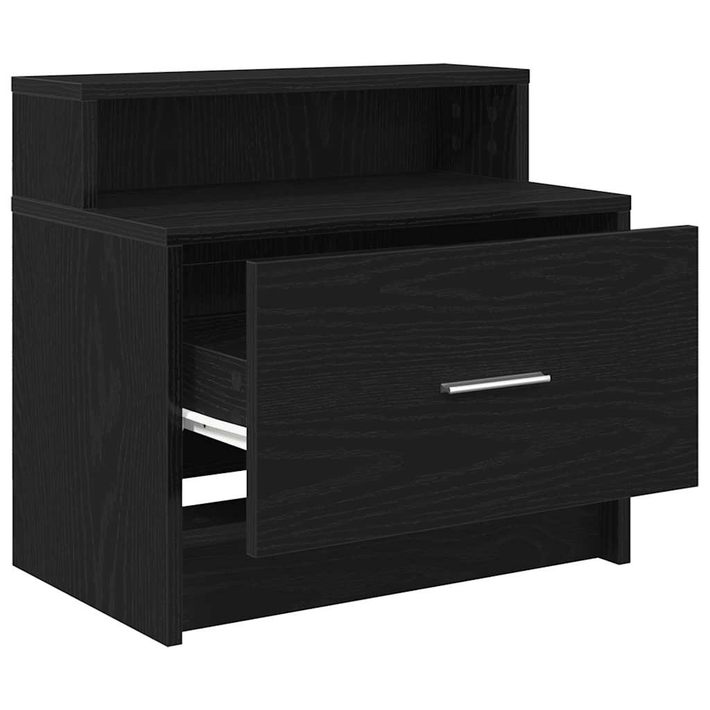 Comodino con Cassetto Rovere Nero 51x31x47 cm - homemem39