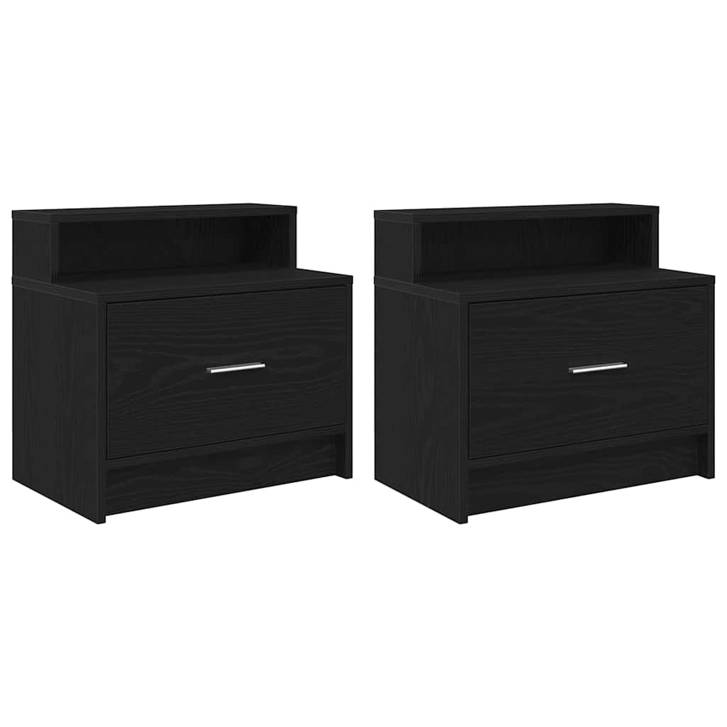 Comodini con Cassetto 2 pz Rovere Nero 51x31x47 cm - homemem39