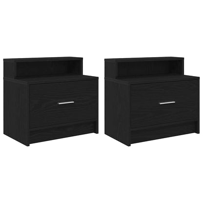 Comodini con Cassetto 2 pz Rovere Nero 51x31x47 cm - homemem39
