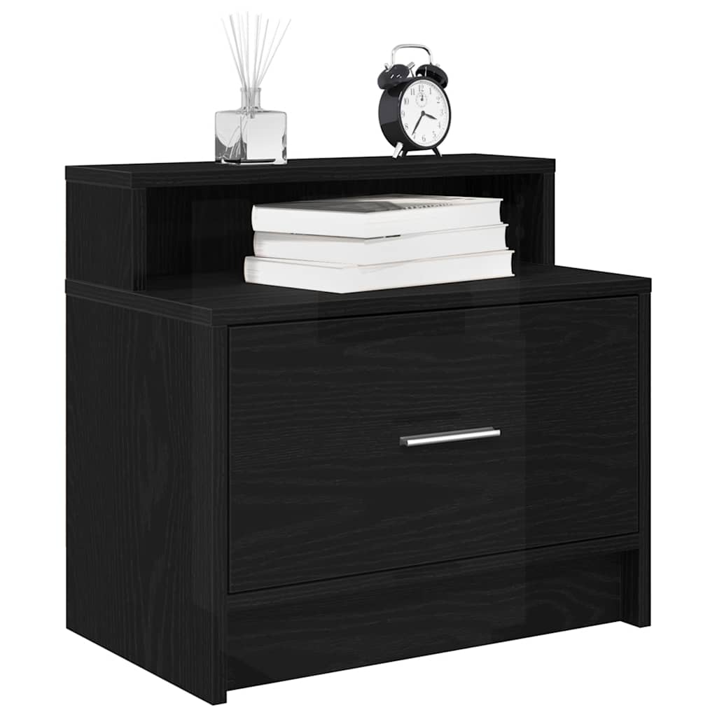 Comodini con Cassetto 2 pz Rovere Nero 51x31x47 cm - homemem39