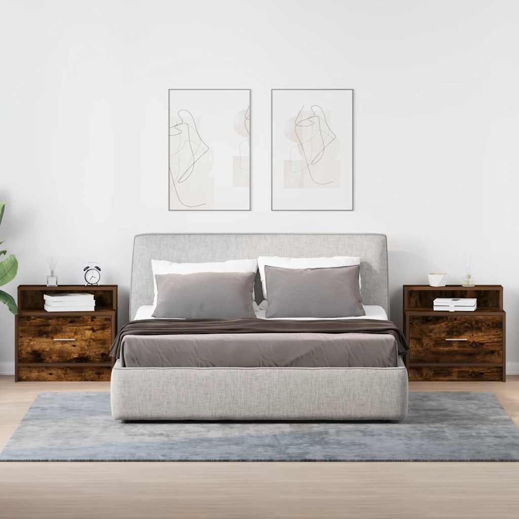 Comodini con Cassetto 2 pz Rovere Fumo 51x31x47 cm - homemem39