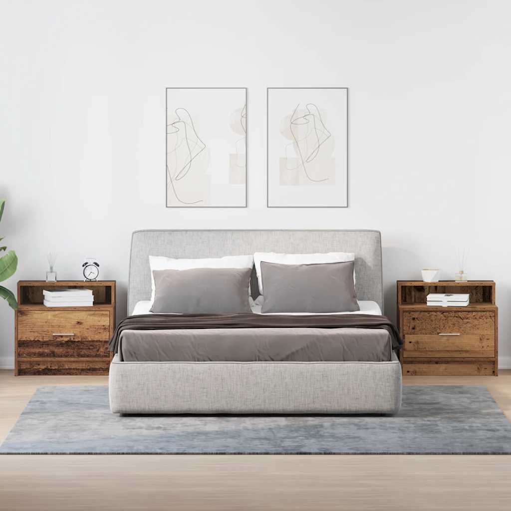 Comodini con Cassetto 2 pz in Legno Antico 51x31x47 cm - homemem39