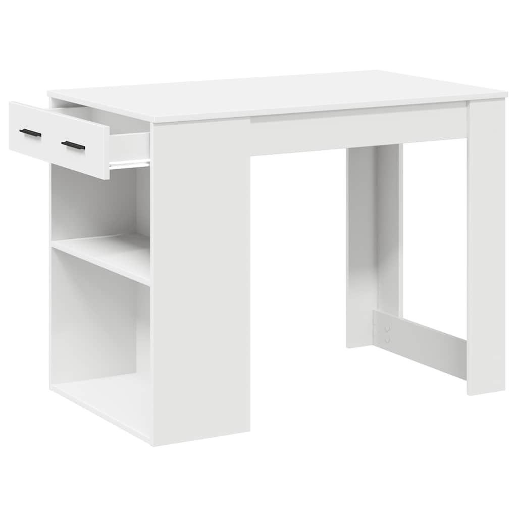 Scrivania con Cassetto e Ripiano Bianca Legno Multistrato | homemem39