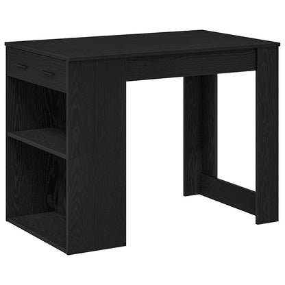Scrivania con Cassetto e Ripiano Rovere nero Legno Multistrato