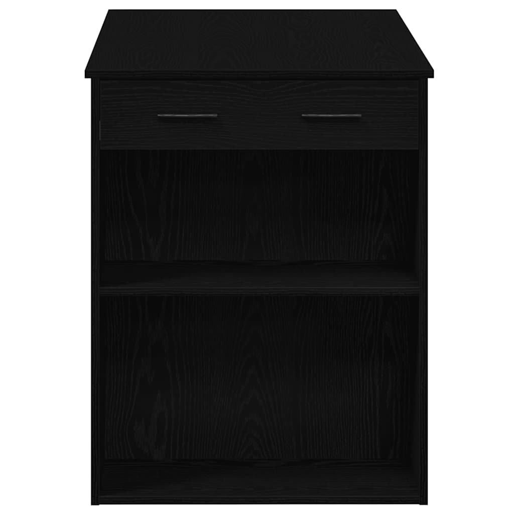 Scrivania con Cassetto e Ripiano Rovere nero Legno Multistrato