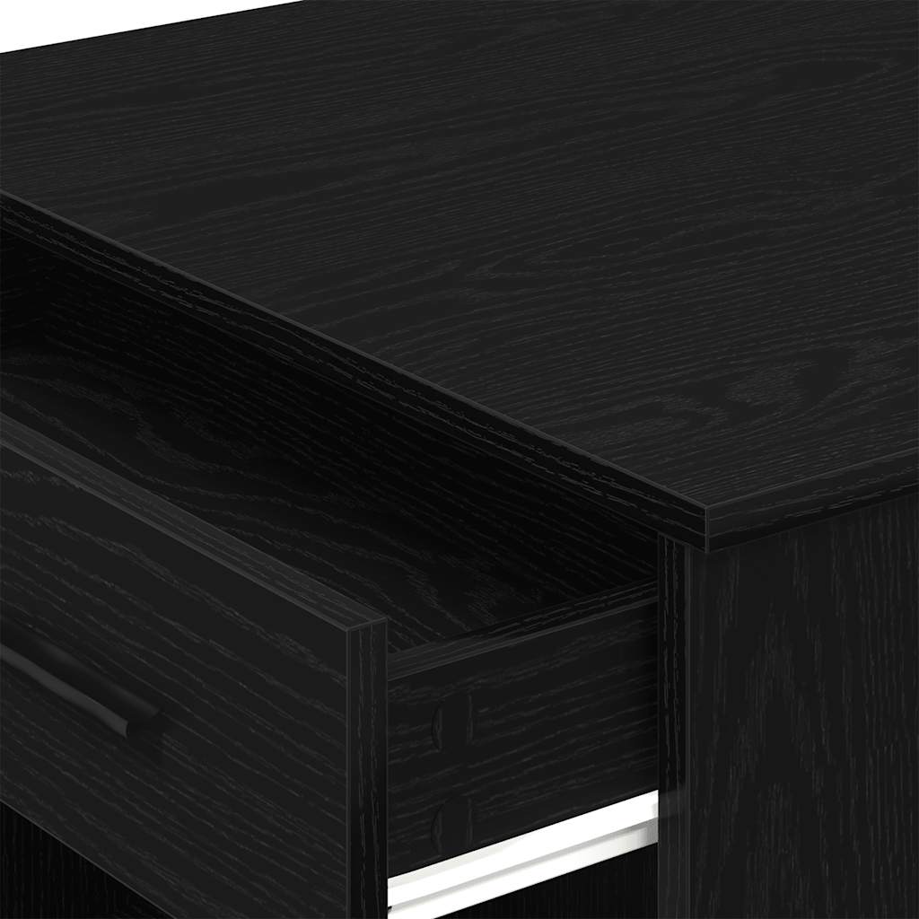 Scrivania con Cassetto e Ripiano Rovere nero Legno Multistrato | homemem39