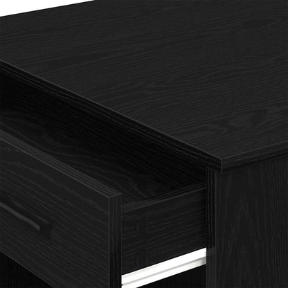 Scrivania con Cassetto e Ripiano Rovere nero Legno Multistrato | homemem39