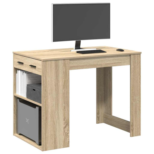Scrivania con Cassetto Ripiano Rovere Sonoma Legno Multistrato | homemem39