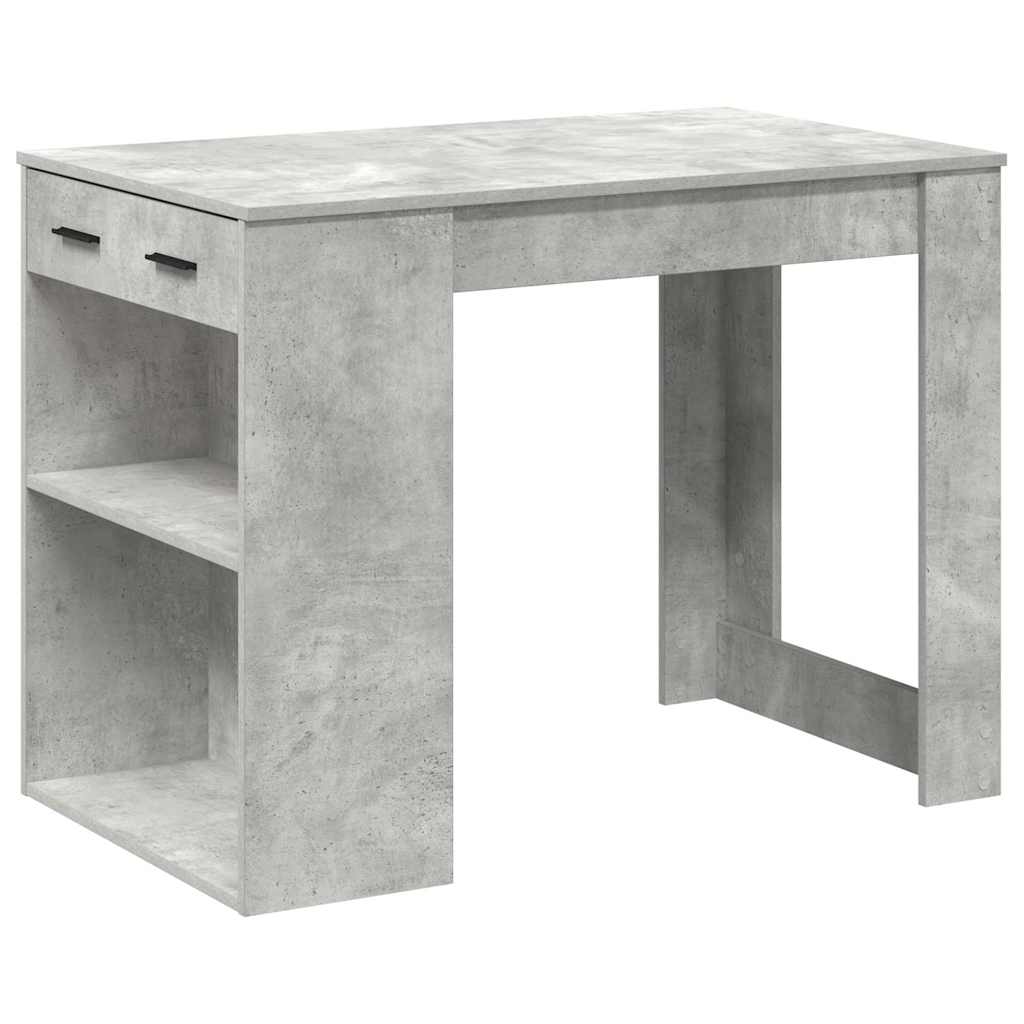 Scrivania con Cassetto Ripiano Grigio Cemento Legno Multistrato | homemem39