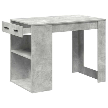 Scrivania con Cassetto Ripiano Grigio Cemento Legno Multistrato | homemem39
