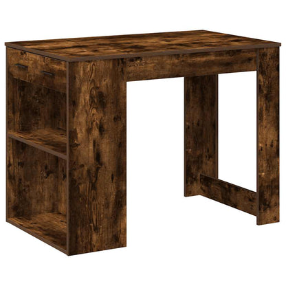 Scrivania con Cassetto e Ripiano Rovere Fumo Legno Multistrato