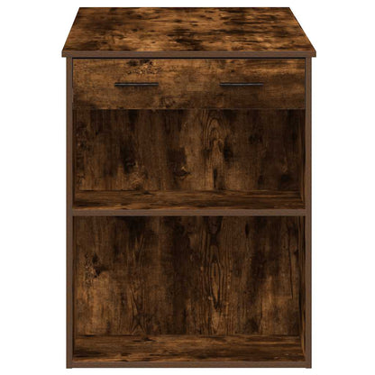 Scrivania con Cassetto e Ripiano Rovere Fumo Legno Multistrato | homemem39