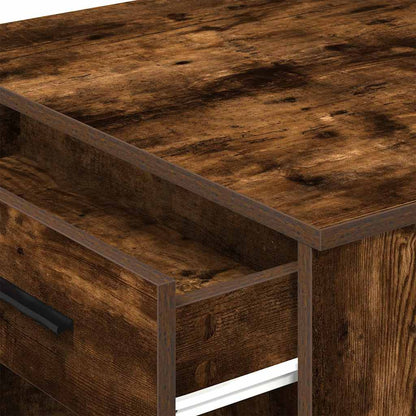 Scrivania con Cassetto e Ripiano Rovere Fumo Legno Multistrato