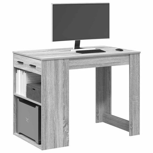 Scrivania con Cassetto Ripiano Grigio Sonoma Legno Multistrato | homemem39
