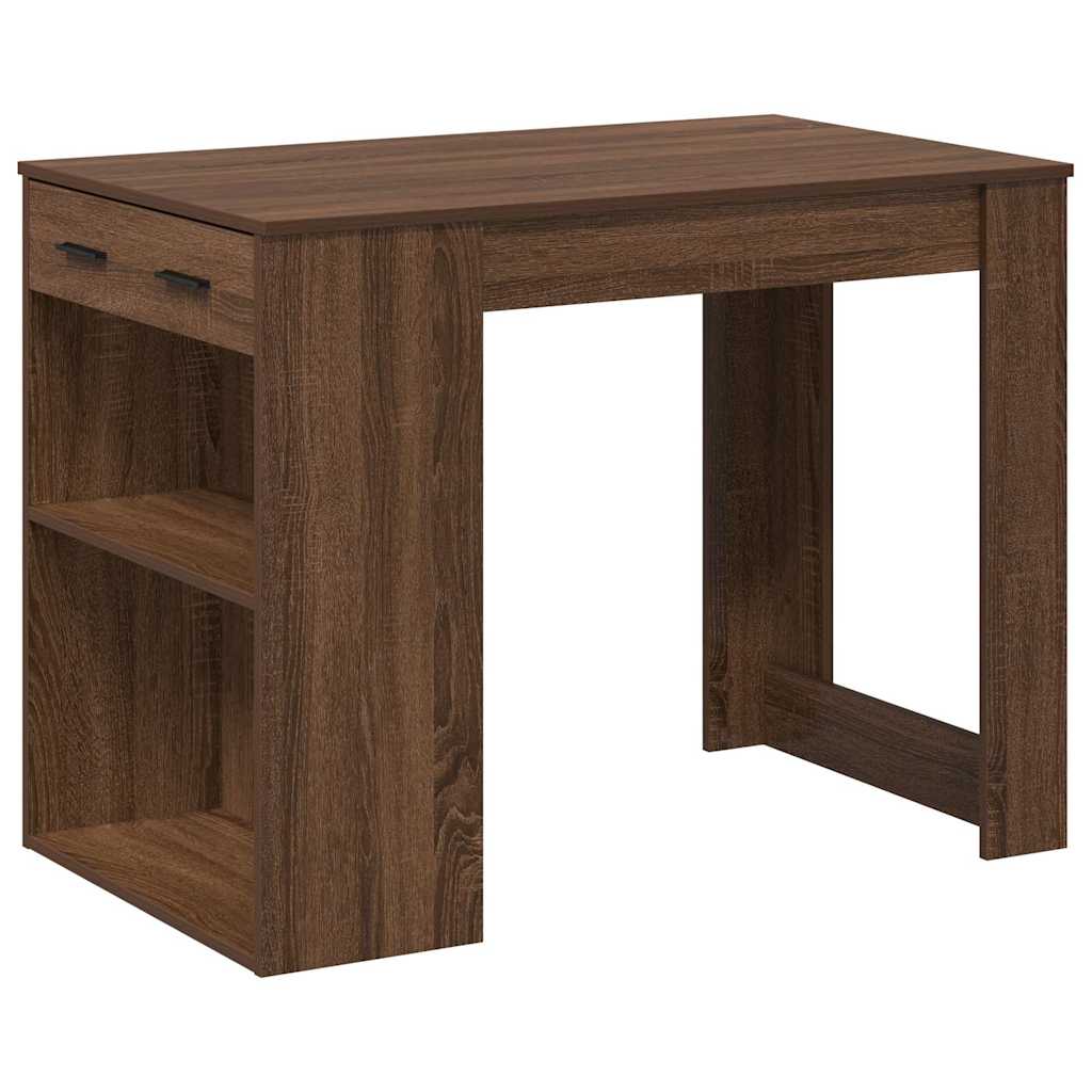 Scrivania con Cassetto Ripiano Rovere Marrone Legno Multistrato | homemem39