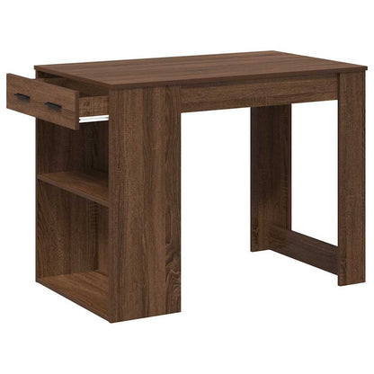 Scrivania con Cassetto Ripiano Rovere Marrone Legno Multistrato | homemem39