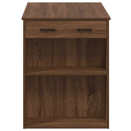 Scrivania con Cassetto Ripiano Rovere Marrone Legno Multistrato | homemem39