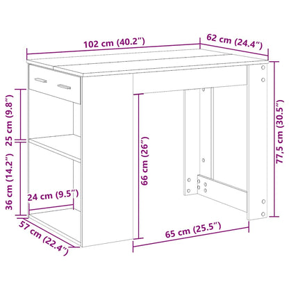 Scrivania con Cassetto Ripiano Rovere Marrone Legno Multistrato | homemem39