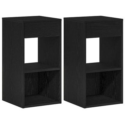 Comodini con Cassetto 2 pz Rovere Neri 35x34x66,5 cm - homemem39