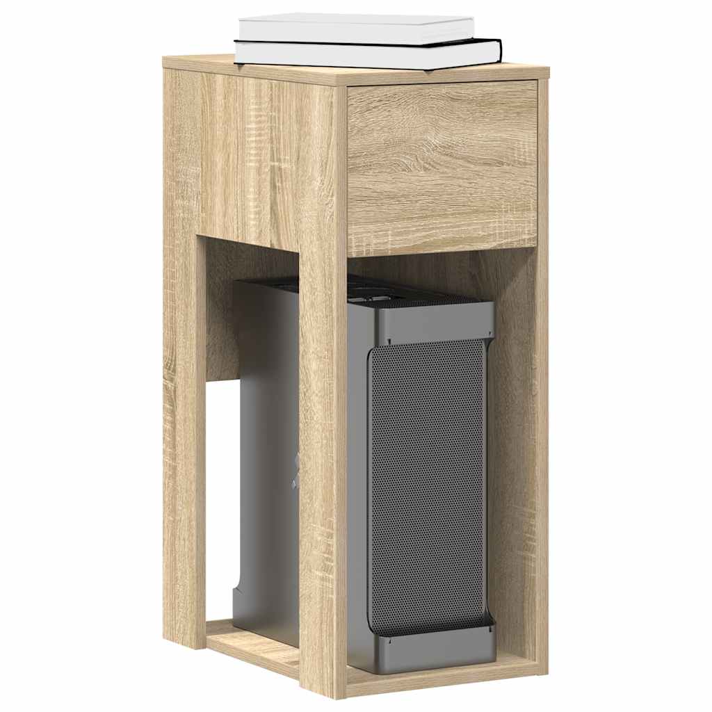 Supporto per Computer a Torre con Cassetto Rovere 30x44x74 cm - homemem39