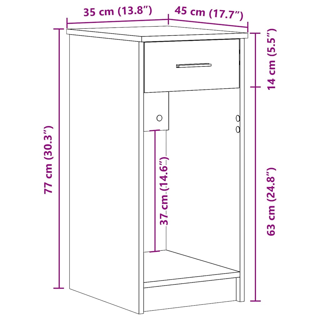 Supporto per Computer a Torre con Cassetto Rovere 35x45x77 cm | homemem39