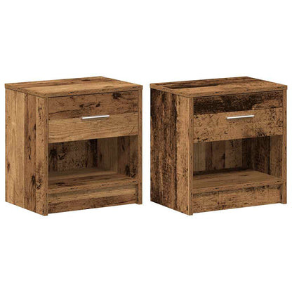 Comodini 2 pz con Cassetto Legno Antico 39x28x41 cm