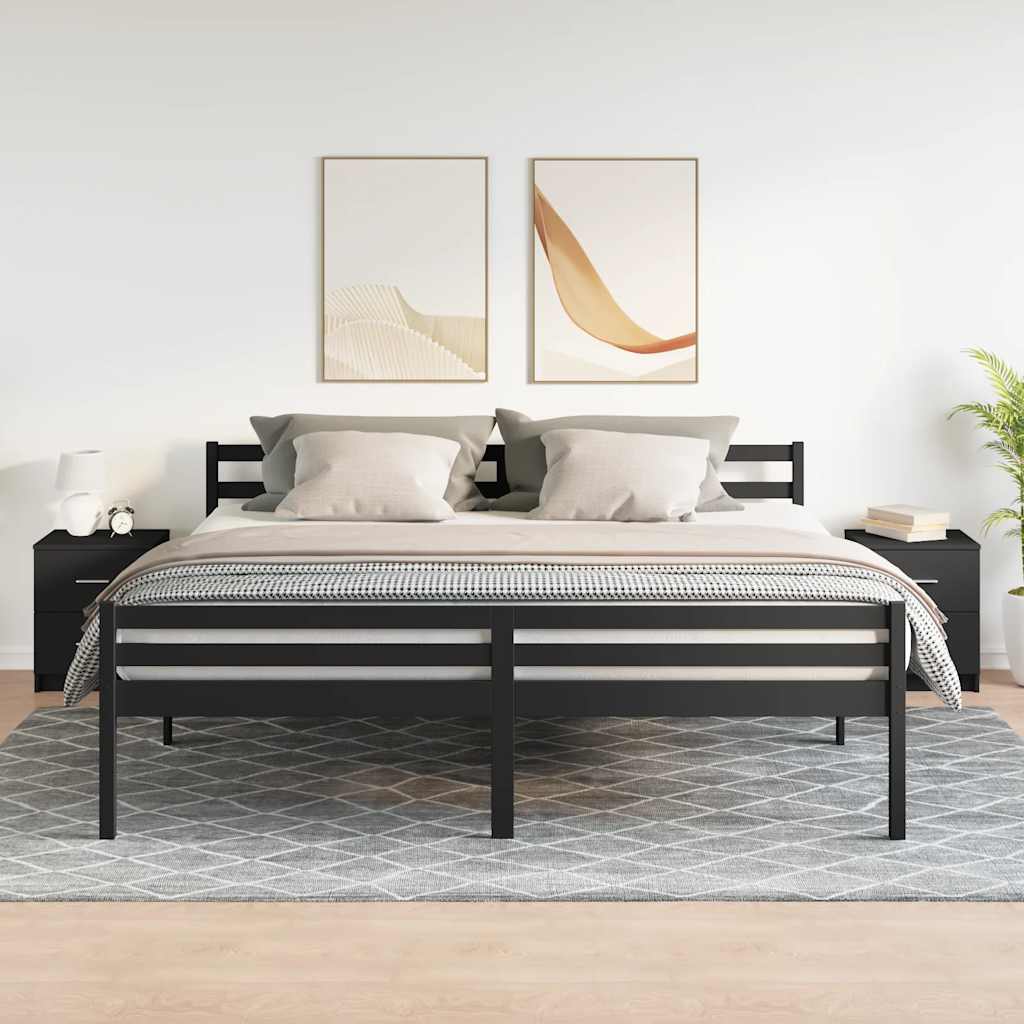 Comodini 2 pz con 2 Cassetti Neri 40x36x50 cm - homemem39